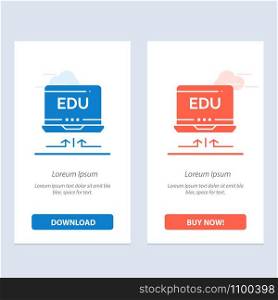 Laptop, Hardware, Arrow, Education Blue and Red Download and Buy Now web Widget Card Template
