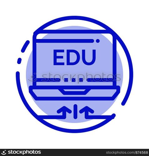 Laptop, Hardware, Arrow, Education Blue Dotted Line Line Icon