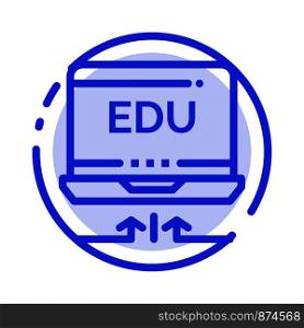 Laptop, Hardware, Arrow, Education Blue Dotted Line Line Icon