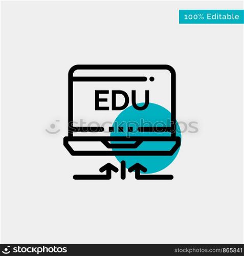 Laptop, Hardware, Arrow, Education turquoise highlight circle point Vector icon