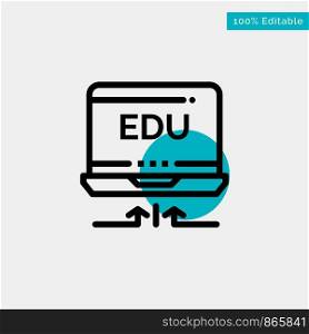 Laptop, Hardware, Arrow, Education turquoise highlight circle point Vector icon