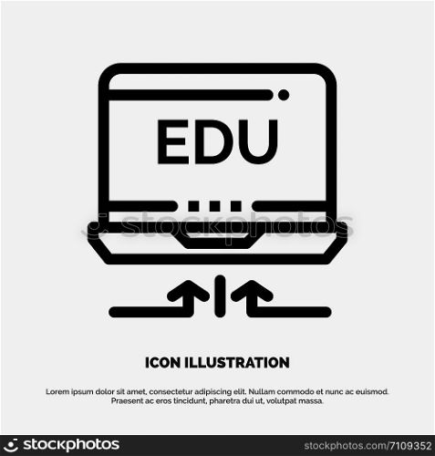 Laptop, Hardware, Arrow, Education Vector Line Icon
