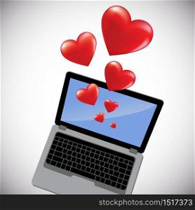 laptop heart. Vector illustration