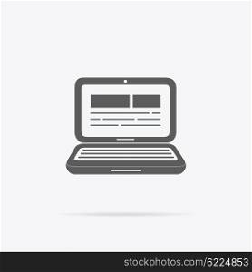 Laptop icon design line thin. Computer isolated, notebook screen, technology internet web device, mobile communication, vector illustration logo