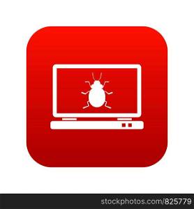 Laptop icon digital red for any design isolated on white vector illustration. Laptop icon digital red