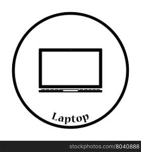 Laptop icon. Flat color design. Vector illustration. Thin circle design. Vector illustration.
