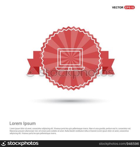 Laptop icon, flat design - Red Ribbon banner