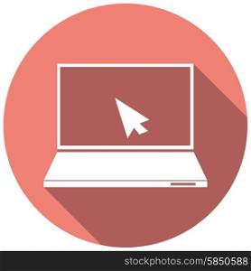 Laptop Icon illustration a long shadow