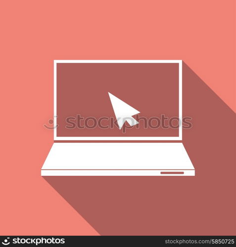 Laptop Icon illustration a long shadow