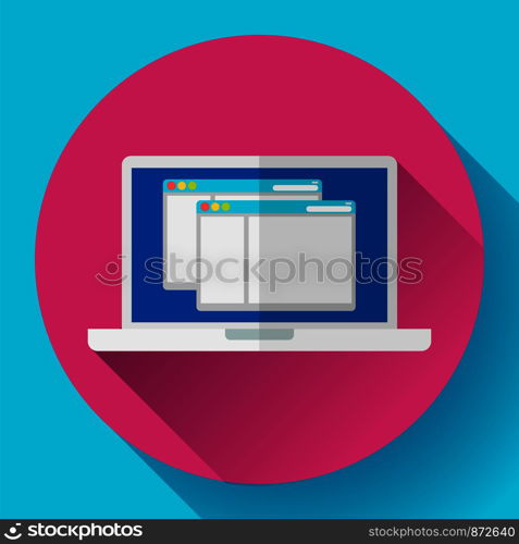 Laptop Icon illustration. Flat design style with long shadow.. Laptop Icon illustration