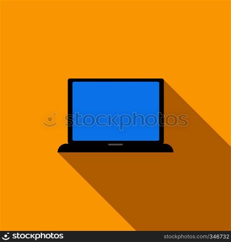 Laptop icon in flat style on a yellow background. Laptop icon, flat style