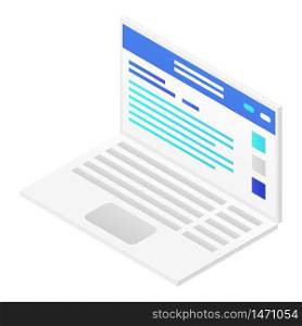 Laptop icon. Isometric of laptop vector icon for web design isolated on white background. Laptop icon, isometric style