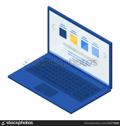 Laptop icon. Isometric of laptop vector icon for web design isolated on white background. Laptop icon, isometric style