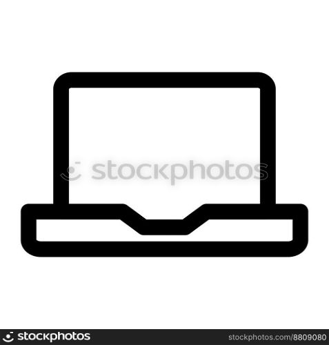 Laptop icon line isolated on white background. Black flat thin icon on modern outline style. Linear symbol and editable stroke. Simple and pixel perfect stroke vector illustration