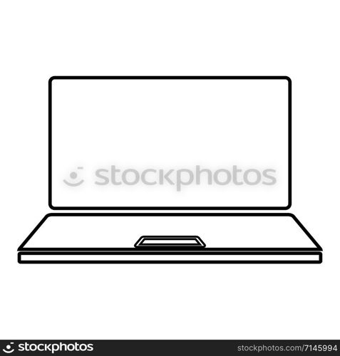 Laptop icon outline black color vector illustration flat style simple image