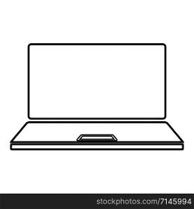 Laptop icon outline black color vector illustration flat style simple image