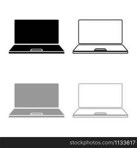 Laptop icon outline set black grey color vector illustration flat style simple image. Laptop icon outline set black grey color vector illustration flat style image