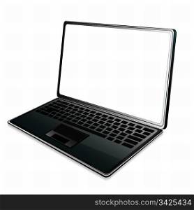 Laptop icon with white screen, vector illustration