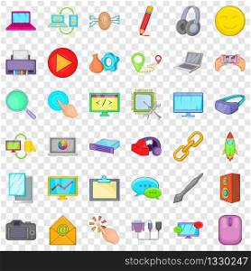 Laptop icons set. Cartoon style of 36 laptop vector icons for web for any design. Laptop icons set, cartoon style