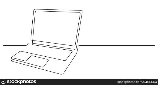 laptop in continuous line drawing minimalism style vector illustration