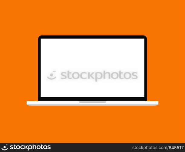 Laptop in trendy flat style with empty screen. Mock up template. Notebook with blank display. EPS 10. Laptop in trendy flat style with empty screen. Mock up template. Notebook with blank display.