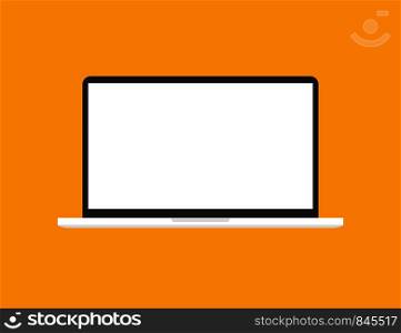 Laptop in trendy flat style with empty screen. Mock up template. Notebook with blank display. EPS 10. Laptop in trendy flat style with empty screen. Mock up template. Notebook with blank display.