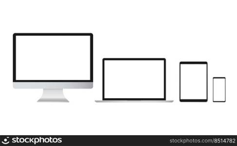 Laptop isolated vector. Gadget illustration vector. Modern computer, laptop, smartphone on a white background vector.. Laptop isolated vector. Gadget illustration vector. Modern computer, laptop, smartphone on a white background vector