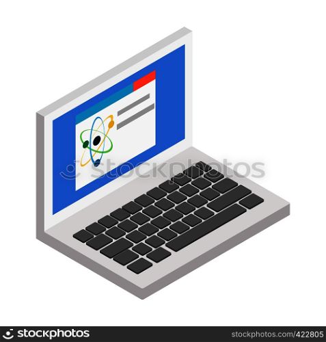Laptop isometric 3d icon. Computer program for study illustration isolated on a white . Laptop isometric 3d icon