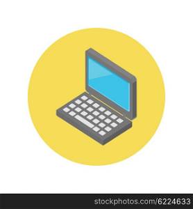 Laptop isometric icon design flat. Laptop and computer isolated, notebook icon screen, isometric technology, 3d internet web device, mobile communication vector illustration