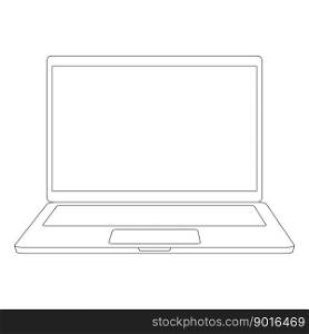 Laptop li≠contour icon. Open computer li≠ar gad≥t. Vector illustration isolated on white.. Laptop li≠contour icon.