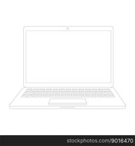 Laptop line contour icon. Open computer linear gadget. Vector illustration isolated on white.. Laptop line contour icon.