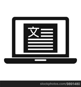 Laptop linguist icon. Simple illustration of laptop linguist vector icon for web design isolated on white background. Laptop linguist icon, simple style