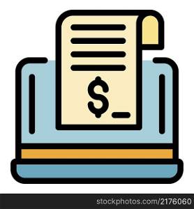 Laptop loan money icon. Outline laptop loan money vector icon color flat isolated. Laptop loan money icon color outline vector