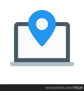laptop location, icon on isolated background