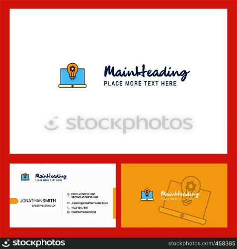 Laptop Logo design with Tagline & Front and Back Busienss Card Template. Vector Creative Design