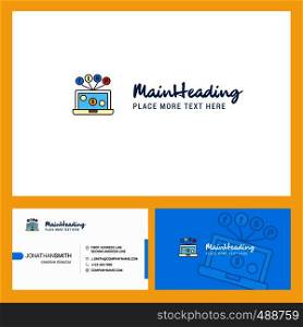 Laptop Logo design with Tagline & Front and Back Busienss Card Template. Vector Creative Design