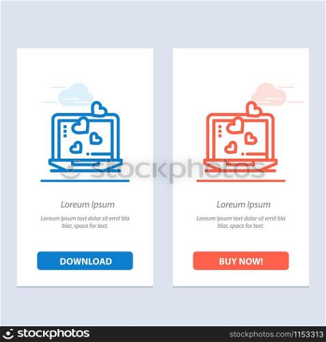 Laptop, Love, Heart, Wedding Blue and Red Download and Buy Now web Widget Card Template