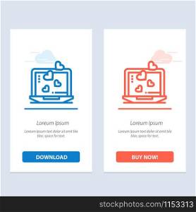 Laptop, Love, Heart, Wedding Blue and Red Download and Buy Now web Widget Card Template