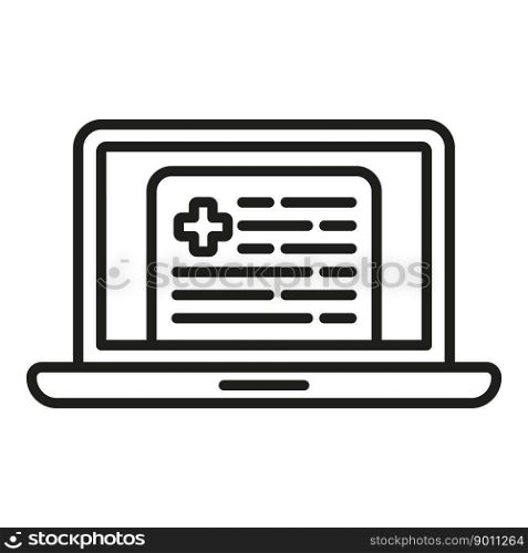 Laptop medical icon outline vector. Online medical consultation. Clinic support. Laptop medical icon outline vector. Online medical consultation