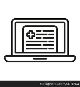 Laptop medical icon outline vector. Online medical consultation. Clinic support. Laptop medical icon outline vector. Online medical consultation