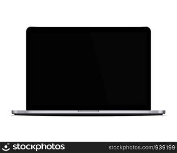 Laptop mockup isolate on white background. Realistic silver notebook vector.