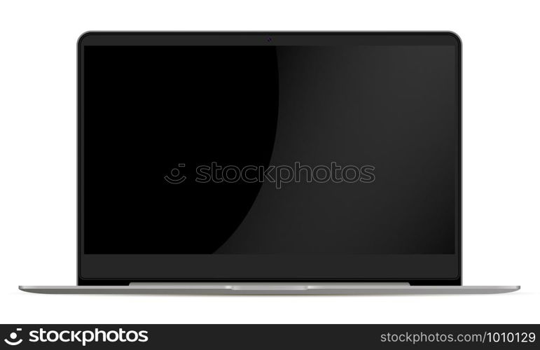 Laptop Mockup with Black Screen Copy Space. Open Portable Notebook PC with Black screen Copy Space Isolated on White. Flat Monitor Template for Business Web. Advanced Graphic Illustration.. Laptop Mockup. Black Screen Copy Space Notebook PC