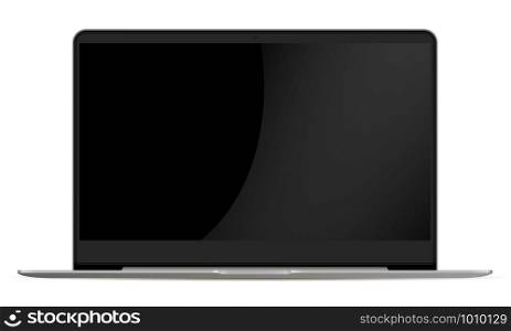 Laptop Mockup with Black Screen Copy Space. Open Portable Notebook PC with Black screen Copy Space Isolated on White. Flat Monitor Template for Business Web. Advanced Graphic Illustration.. Laptop Mockup. Black Screen Copy Space Notebook PC