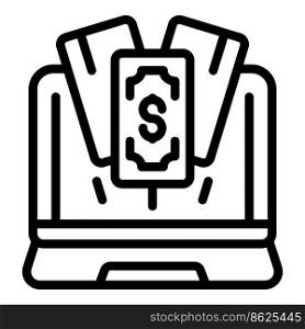 Laptop money income icon outline vector. Computer business. Work job. Laptop money income icon outline vector. Computer business