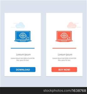 Laptop, Monitor, Lcd, Presentation  Blue and Red Download and Buy Now web Widget Card Template
