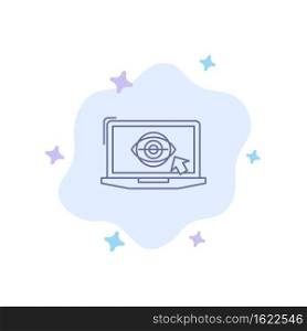 Laptop, Monitor, Lcd, Presentation Blue Icon on Abstract Cloud Background