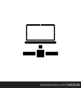 Laptop Network, Internet Connection. Flat Vector Icon illustration. Simple black symbol on white background. Laptop Network, Internet Connection sign design template for web and mobile UI element. Laptop Network, Internet Connection Flat Vector Icon