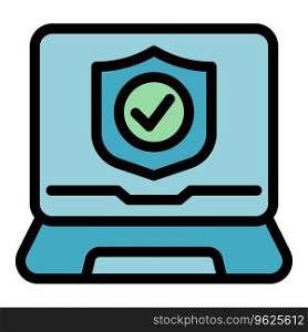 Laptop new warranty icon outline vector. Card certificate. Frame security color flat. Laptop new warranty icon vector flat