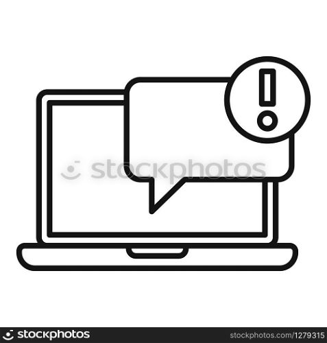 Laptop notification icon. Outline laptop notification vector icon for web design isolated on white background. Laptop notification icon, outline style