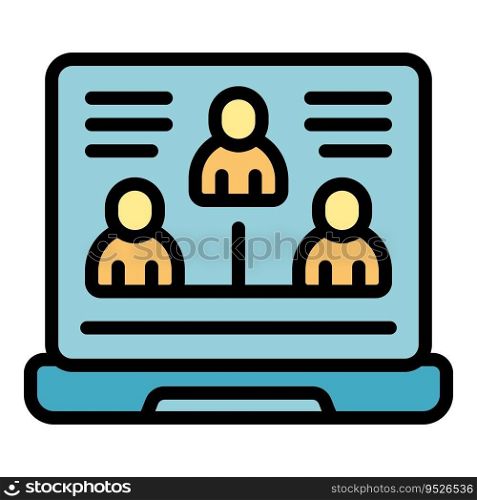Laptop online lesson icon outline vector. Learn plan. Private school color flat. Laptop online lesson icon vector flat